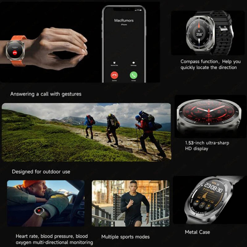 2026 Watch 7 Ultra Smartwatch — 3D Display, GPS, NFC & Compass for Men & Women