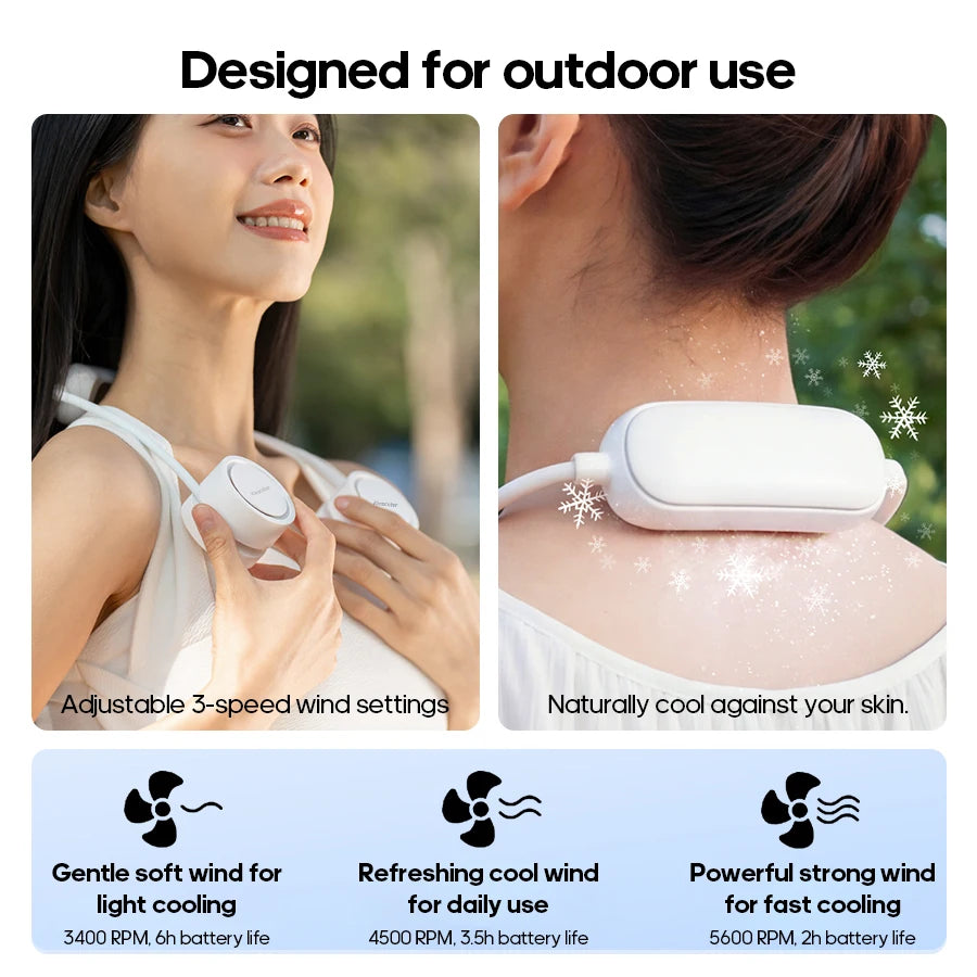Portable Neck Fan with Cold Compress — 3-Speed 800mAh Sports Cooling Fan for Outdoor Travel