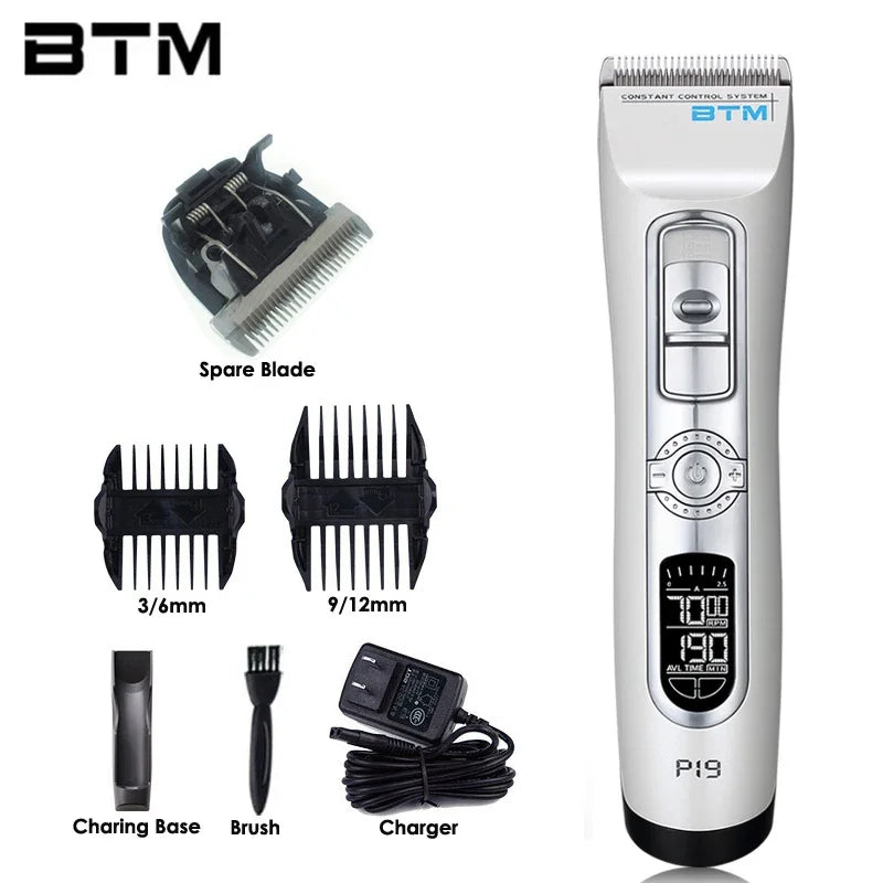 BTM P19 Professional Hair Clipper — Electric Cordless Trimmer for Barber & Home Use