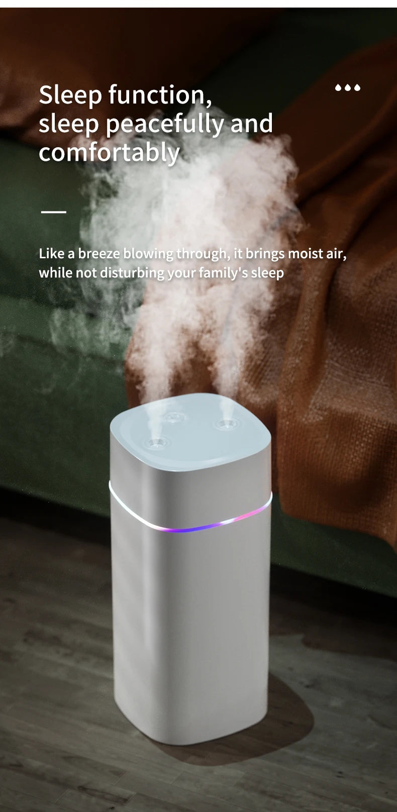USB Air Humidifier 600ml — Double Spray, Essential Oil Aromatherapy for Home & Office