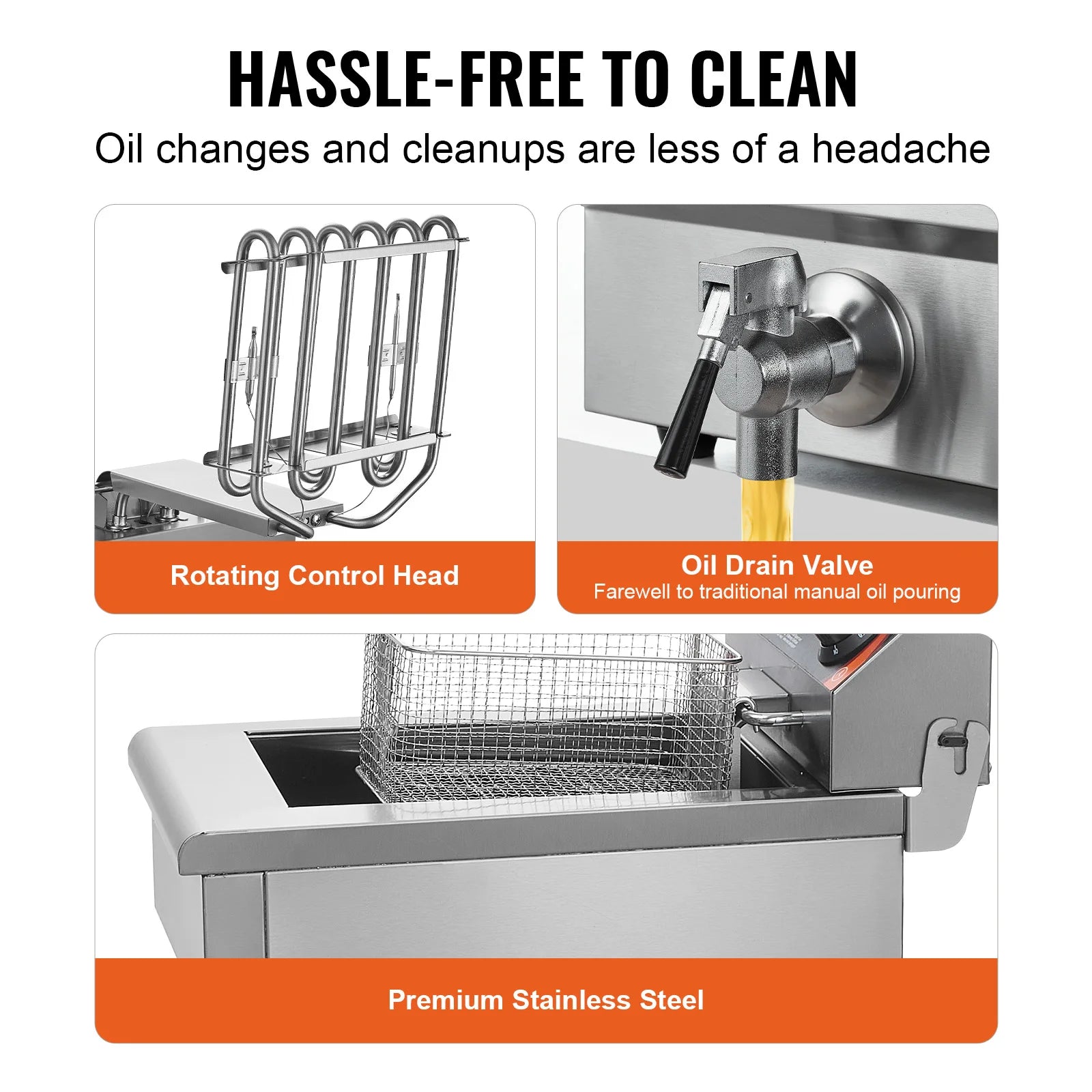 SucceBuy Commercial Deep Fryer — Electric Countertop Stainless Steel with Timer & Temp Control