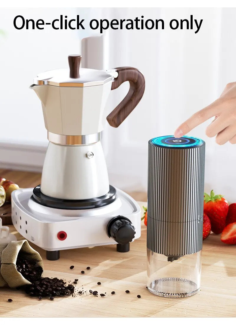 Electric Coffee Grinder with LED Display — Rechargeable Portable Automatic Pepper & Spice Mill