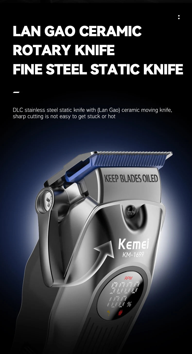 Kemei KM-1699 Powerful Hair Trimmer — Professional Electric Clipper for Men