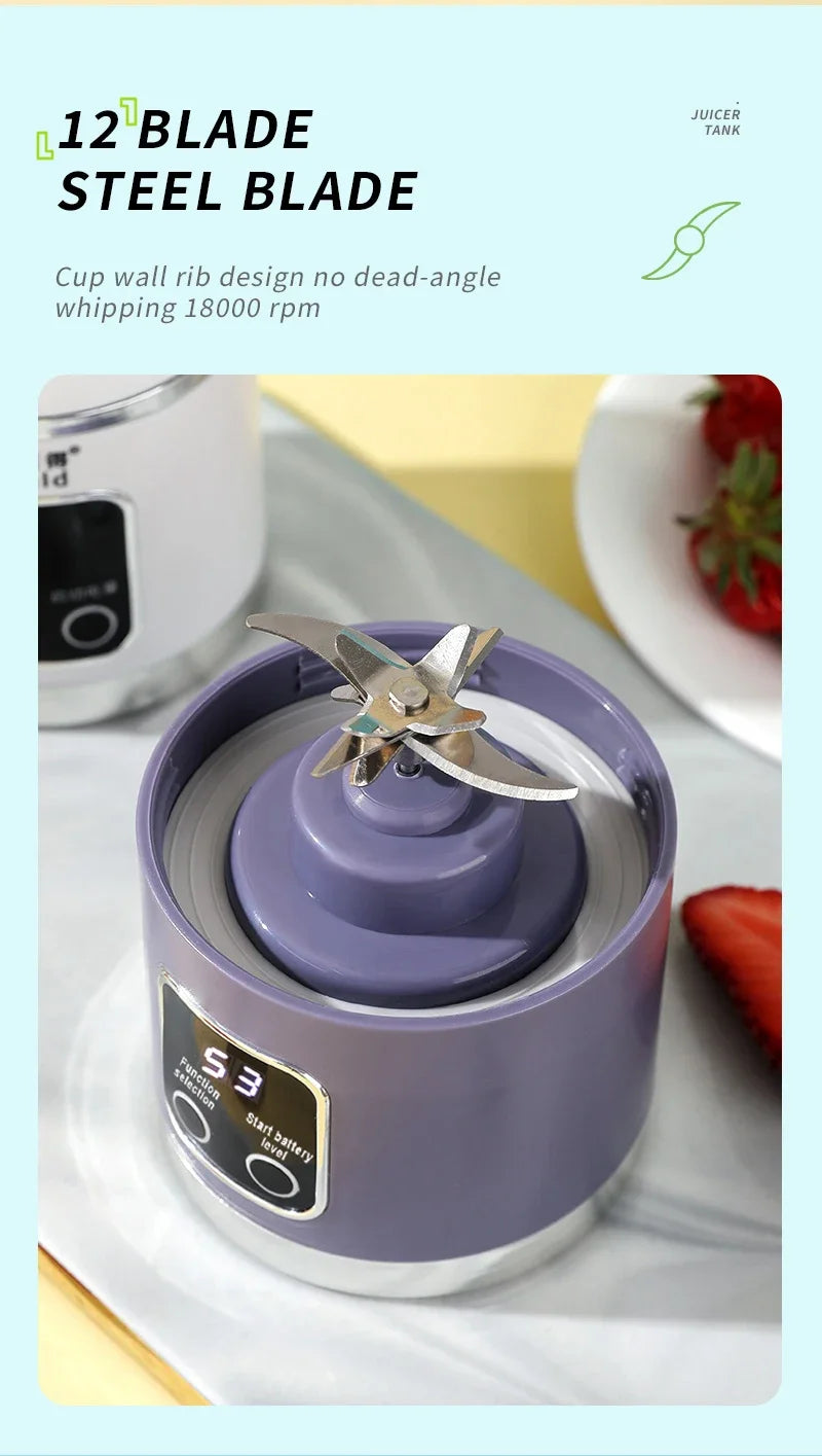 2025 Mini Electric Juicer 450ml — Powerful Motor, Digital Display, Crushed Ice