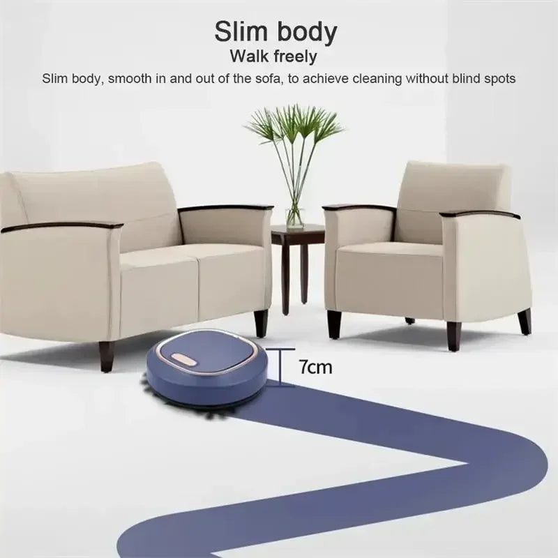 Tactile Activation 3-in-1 Sweeping Robot — Wet & Dry USB Rechargeable Auto Vacuum