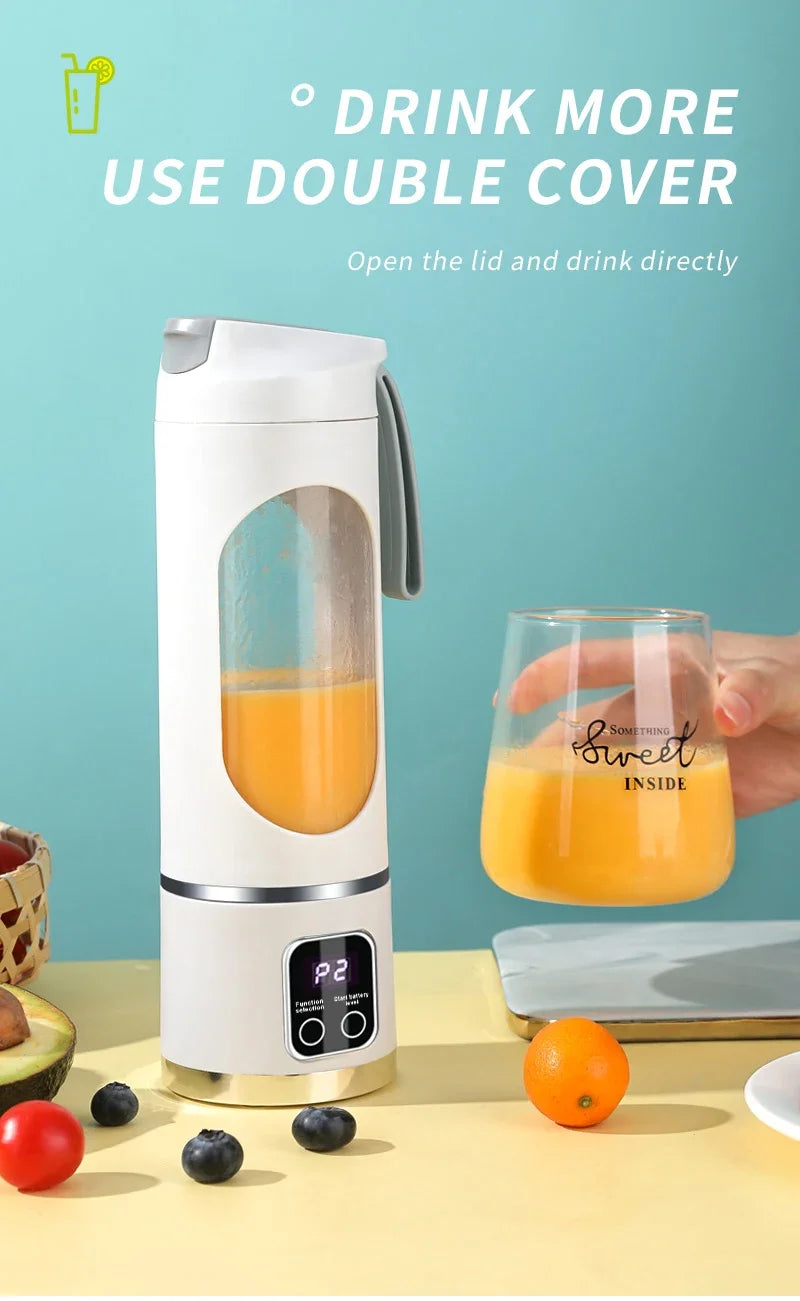 2025 Mini Electric Juicer 450ml — Powerful Motor, Digital Display, Crushed Ice