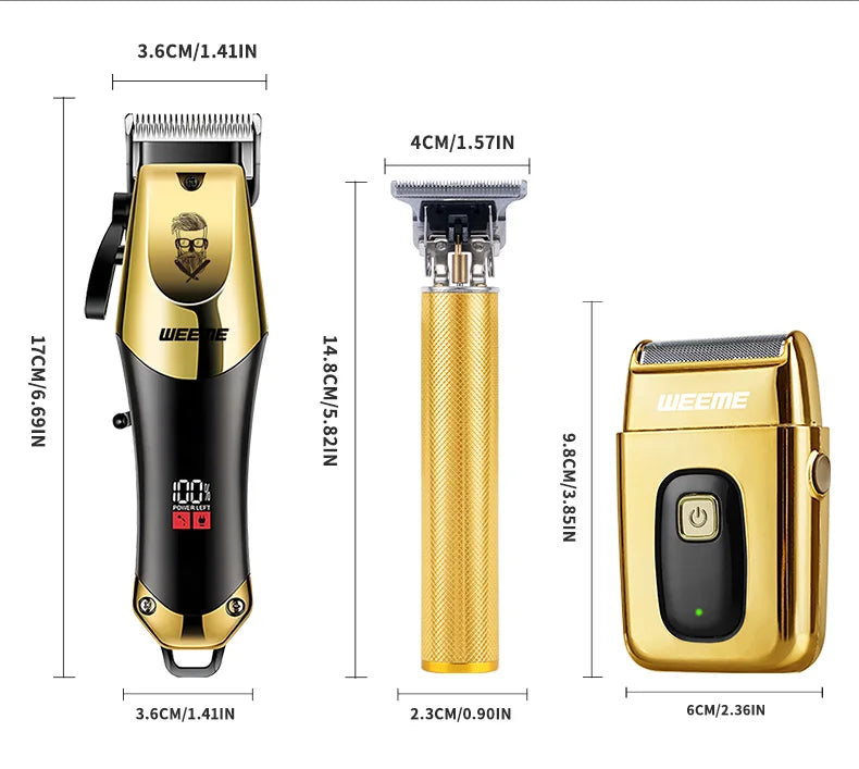 3-in-1 USB Rechargeable Men's Barber Kit — Hair Clipper, Trimmer & Shaver Set