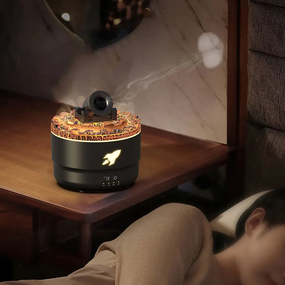 Volcanic Cannon Humidifier — RGB Aromatherapy Diffuser with Timer & Blast Effect