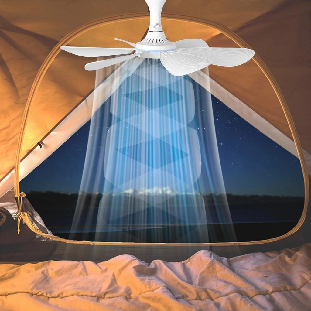 Silent 6-Blade USB Ceiling Fan — Remote Control, 4-Speed Hanging Fan for Camping & Tent