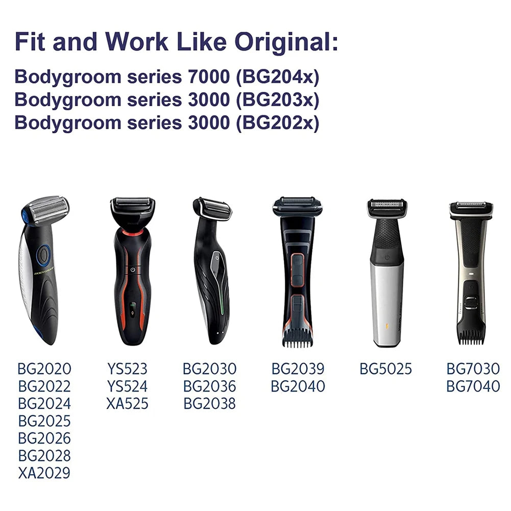 BG2000 Replacement Body Groomer Foil Head — 2-Pack Compatible Shaver Replacement