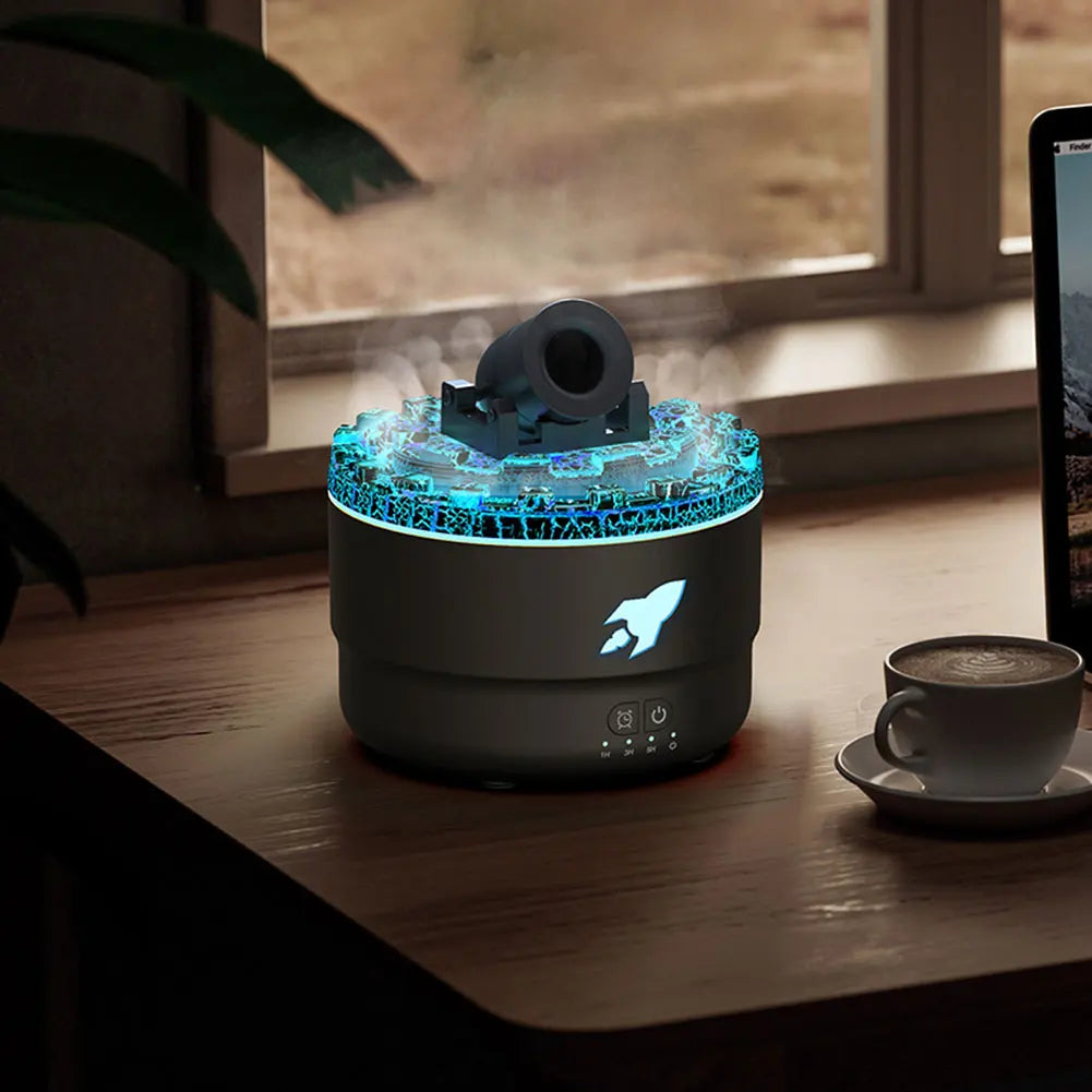 Volcanic Cannon Humidifier — RGB Aromatherapy Diffuser with Timer & Blast Effect