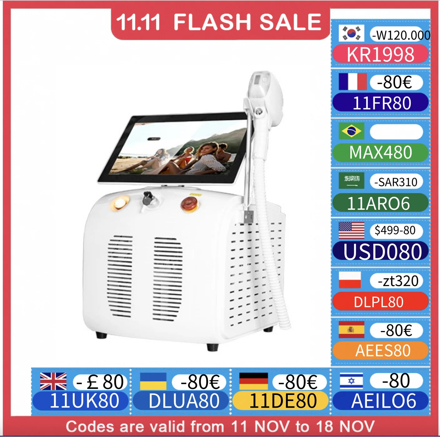Portable Soprano 3000W Professional Diode Laser Hair Removal Machine