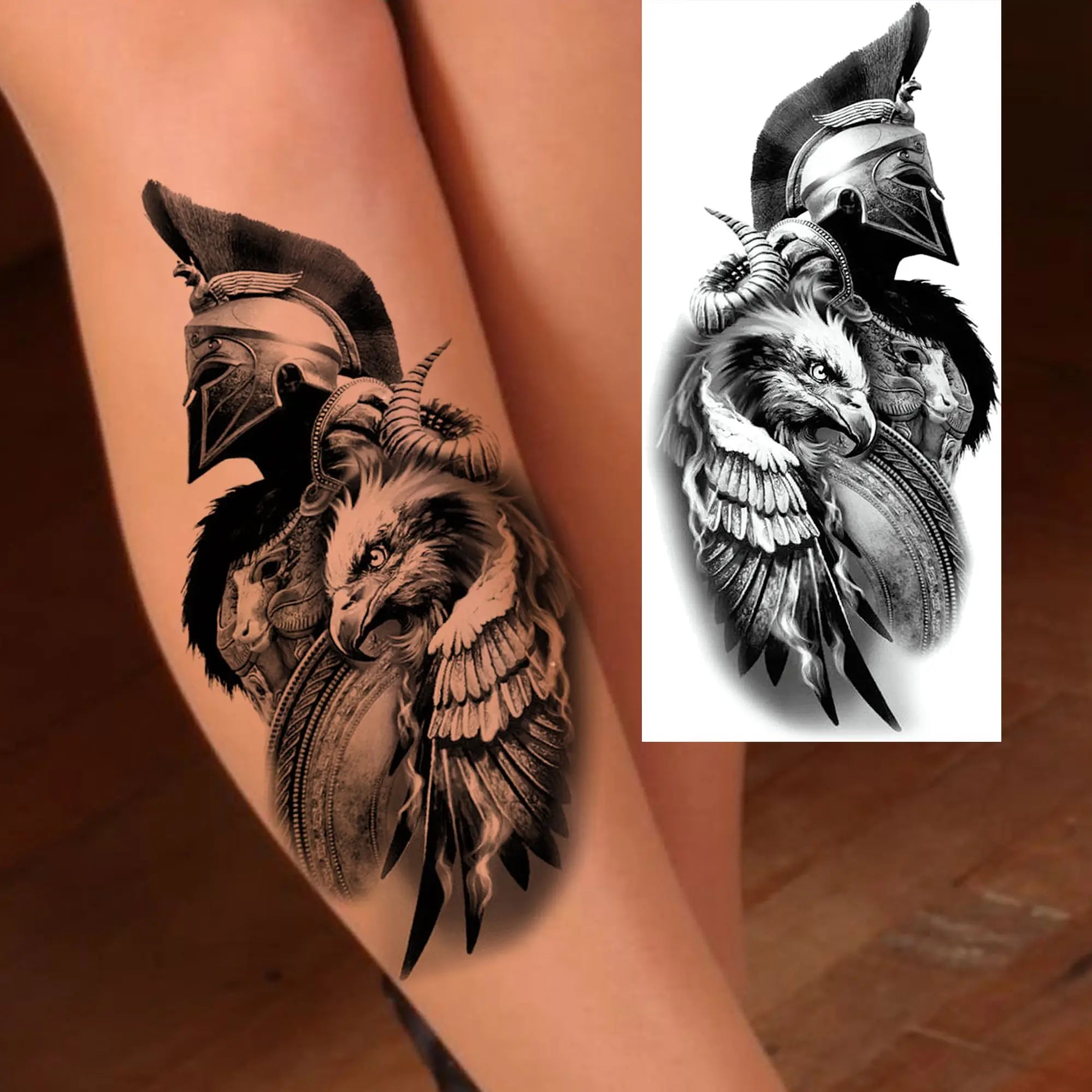 Spartan Warrior Temporary Tattoo — Realistic Waterproof Body Art