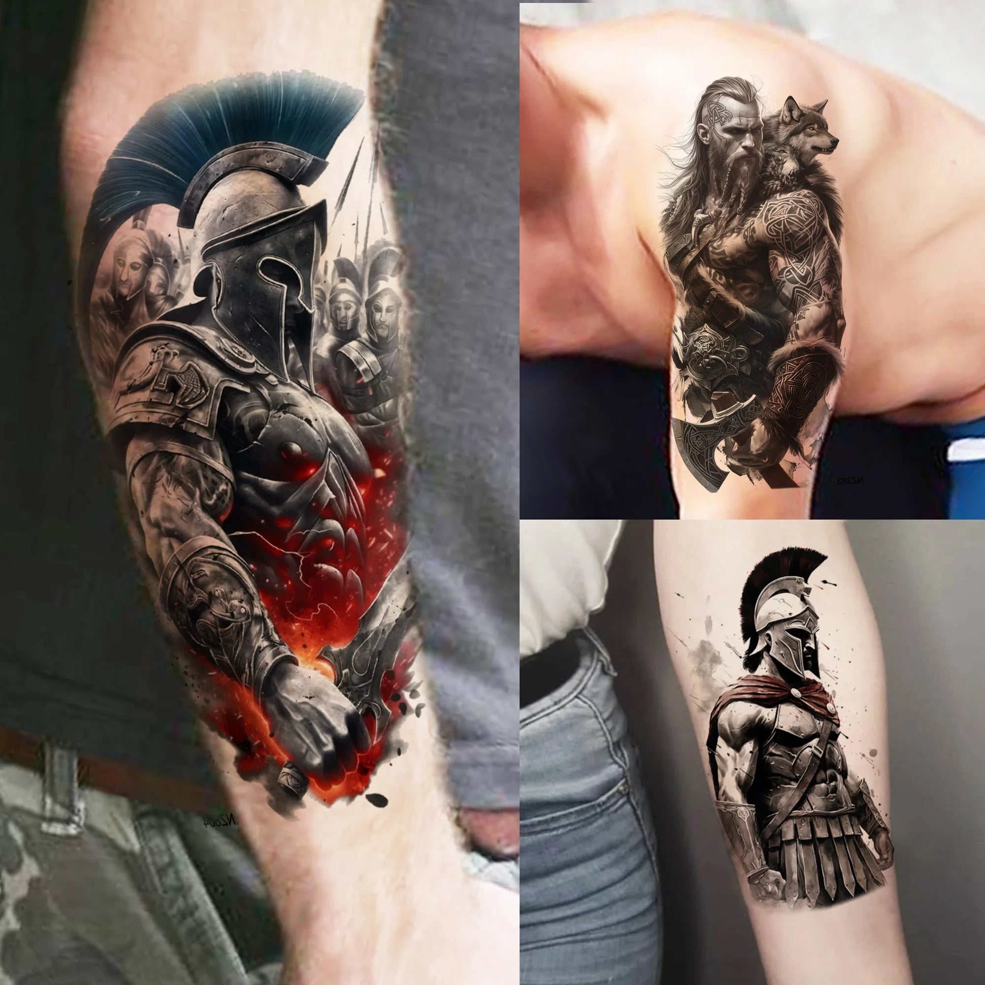 Spartan Warrior Temporary Tattoo — Realistic Waterproof Body Art