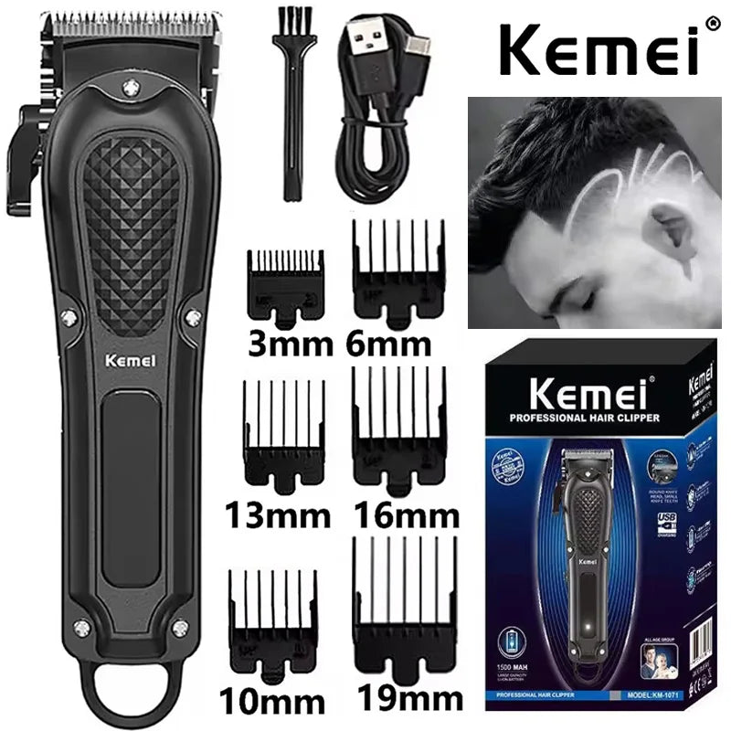 Kemei KM-1071 Cordless Hair Clipper — USB Rechargeable Powerful Beard Trimmer for Men