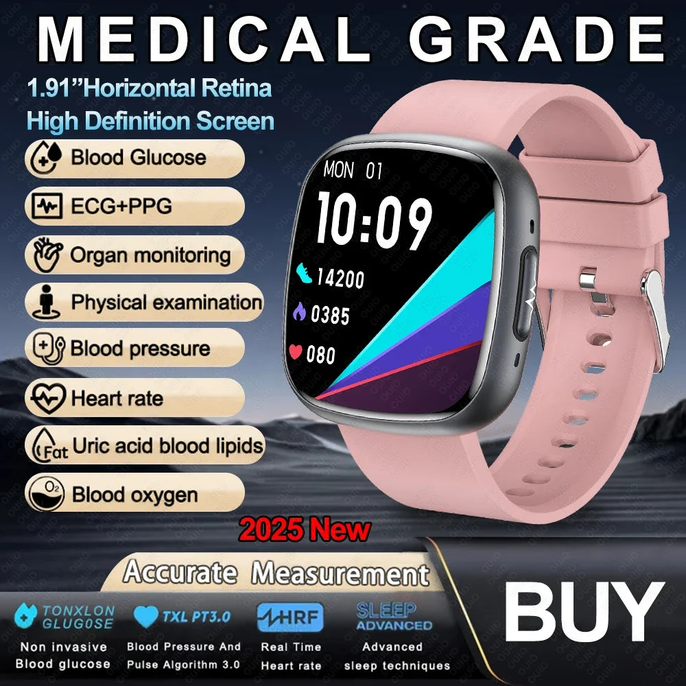 JY Medical Grade Health Smartwatch — ECG+PPG Blood Glucose, Uric Acid & Bluetooth Call