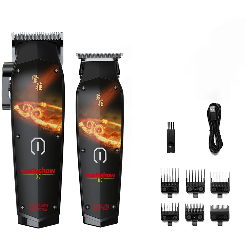 MadeShow M10/M11 Professional Hair Clipper & Trimmer Set — 0.1mm T-Blade High Speed