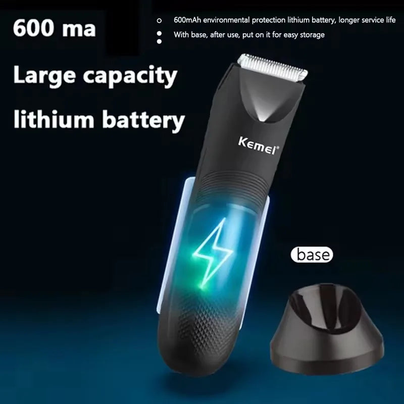 Kemei KM-1838 Waterproof Body Hair Trimmer — Ceramic Blade Wet & Dry Clipper for Intimate Areas