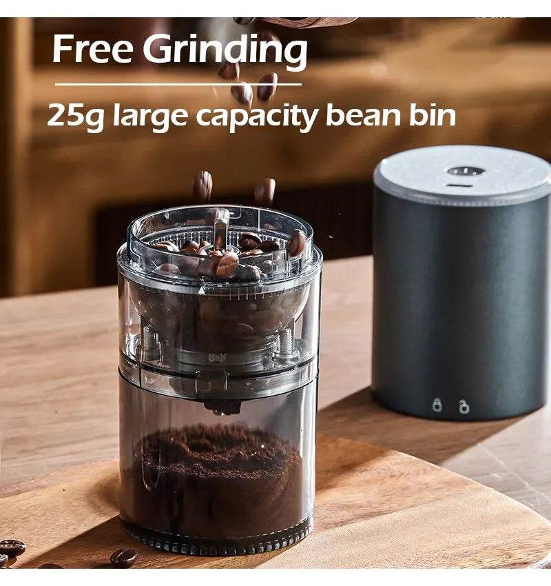 Electric Coffee Grinder with LED Display — Rechargeable Portable Automatic Pepper & Spice Mill