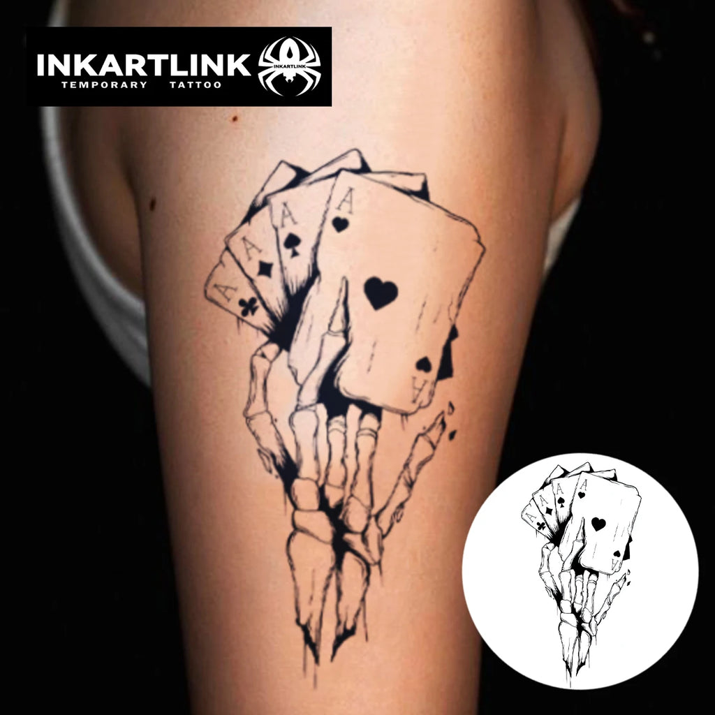 Skeleton Poker Semi-Permanent Tattoo — Lasts Up to 15 Days