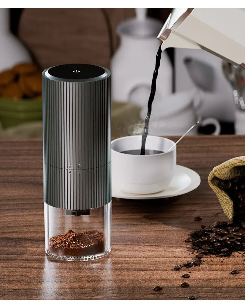 Electric Coffee Grinder with LED Display — Rechargeable Portable Automatic Pepper & Spice Mill
