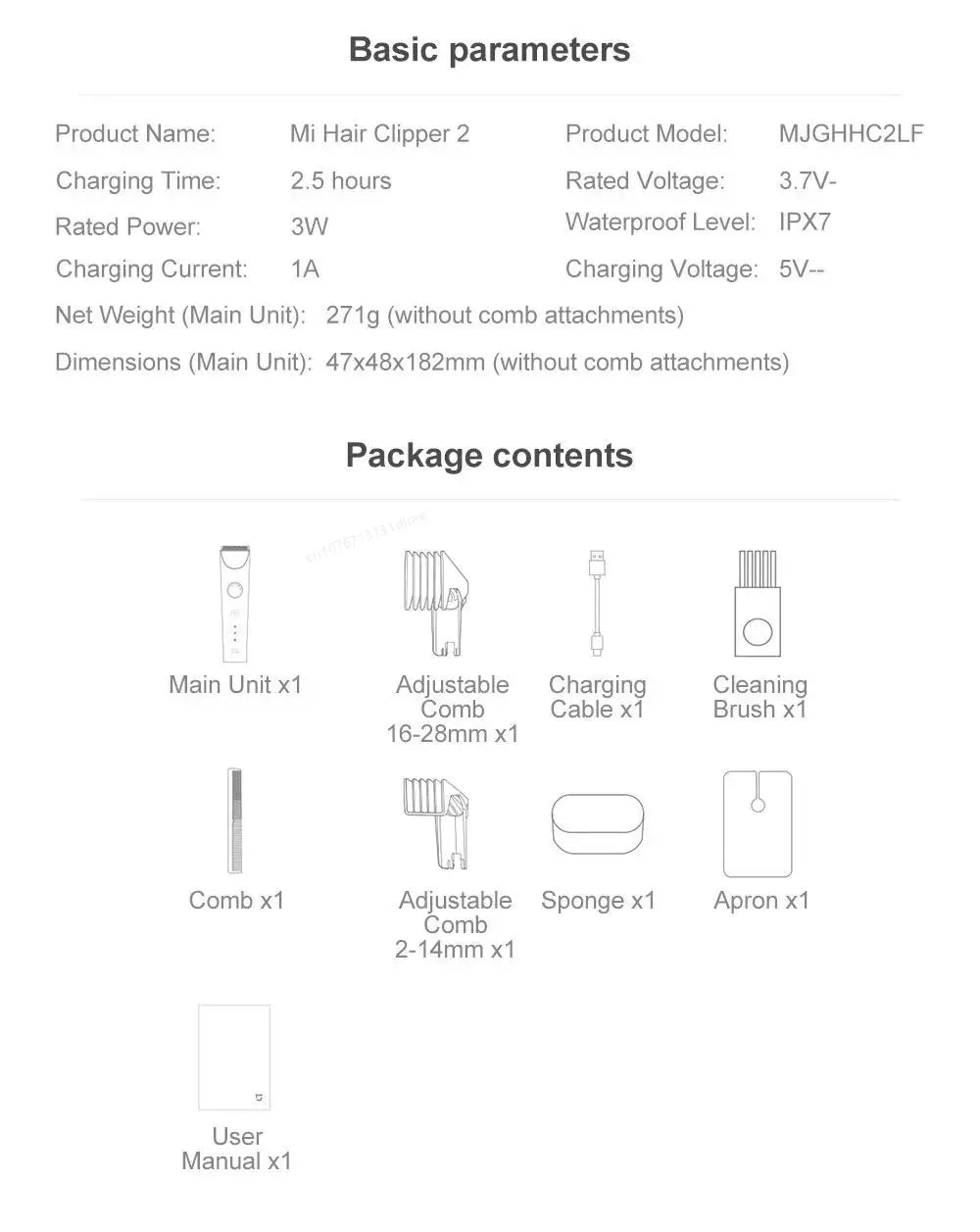 Mijia Hair Clipper 2 Men Sideburns Electric Shaver Wireless Hair Cutting Trimmer Barber Cutter