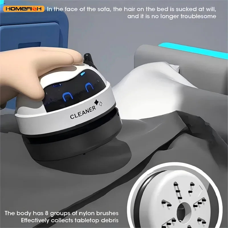 HOMEFISH Desktop Mini Vacuum Cleaner — Rechargeable Keyboard & Rubber Shavings Dust Extractor