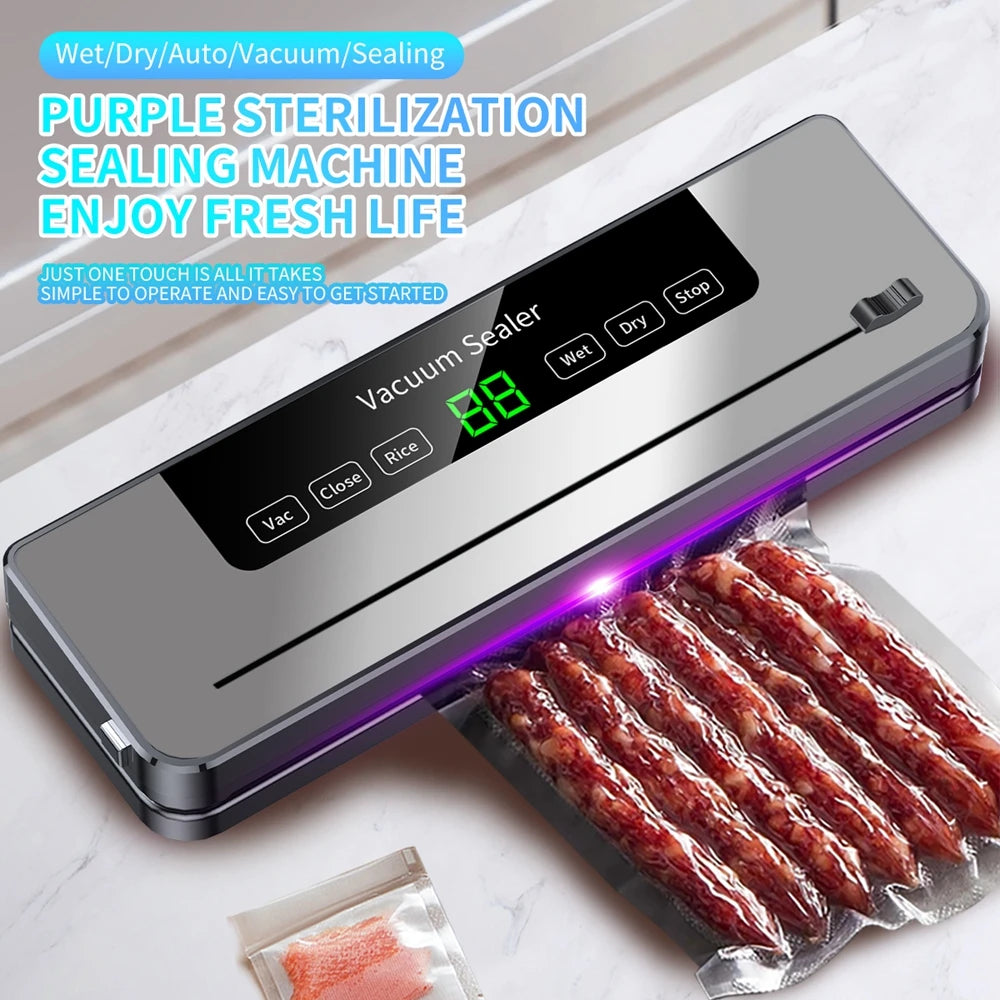 220V Food Vacuum Sealer Machine — 5-Mode Dry & Wet Automatic Sealer with 10 Bags