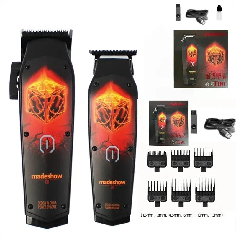 MadeShow M10/M11 Professional Hair Clipper & Trimmer Set — 0.1mm T-Blade High Speed