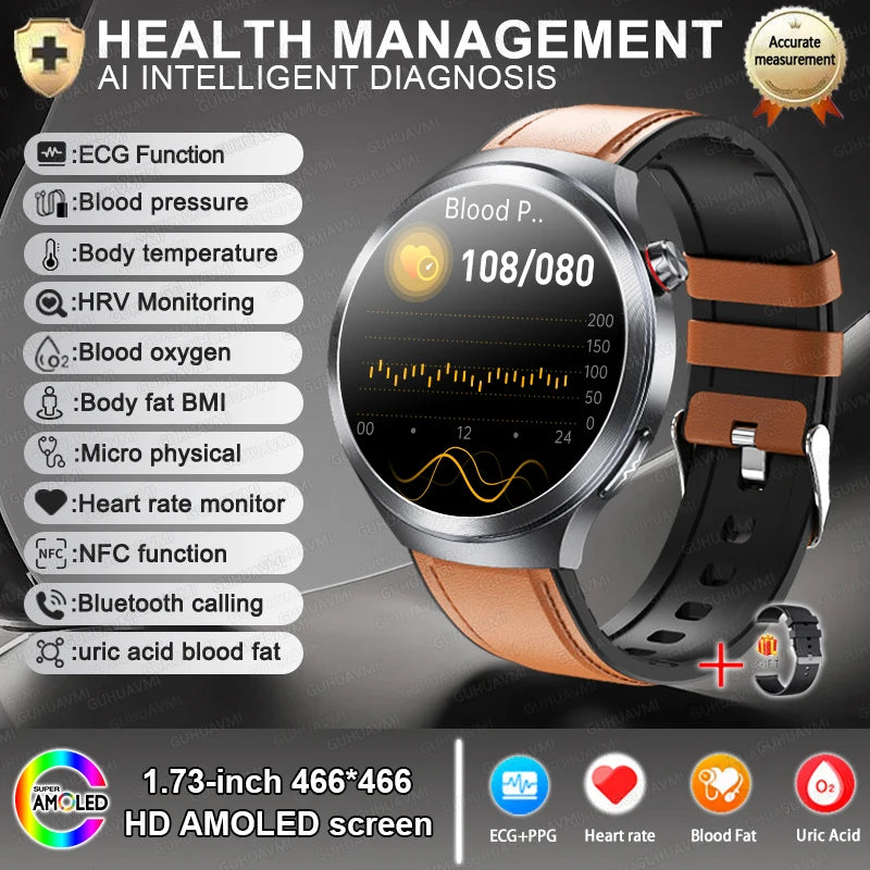 2026 ECG+PPG Health Smartwatch — NFC, 100+ Sports, HD Bluetooth Call for Men & Women