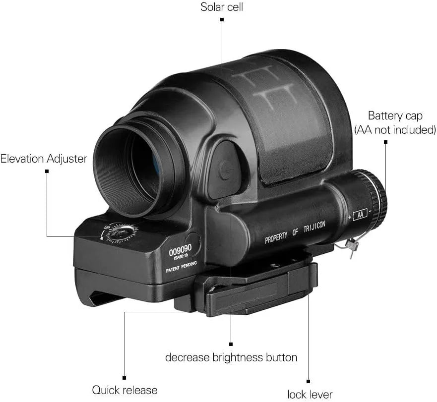 Solar Power Hunting Reflex Sight 1X38 — Red Dot Scope with QD Mount
