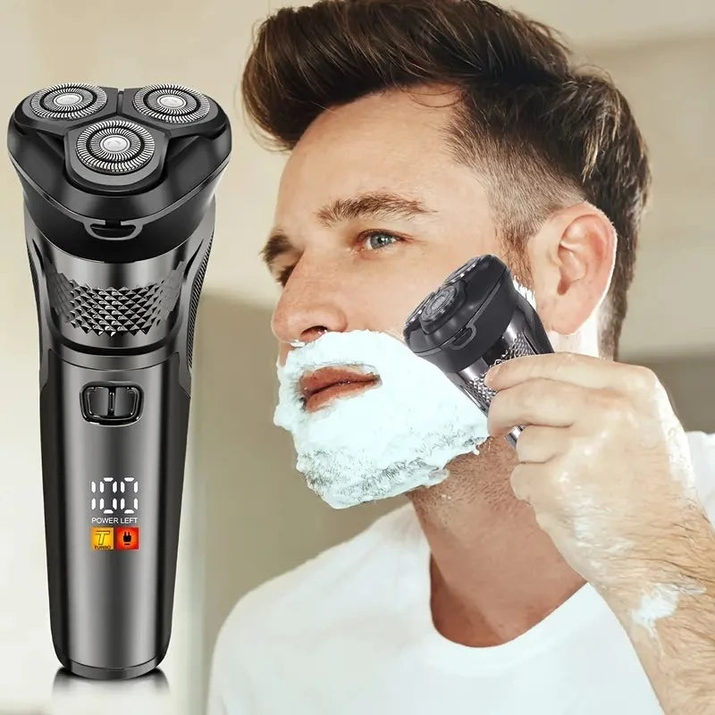 Men's Electric Razor — 3D Flexible Floating Heads, USB Rechargeable with Adjustable Shaving Strokes