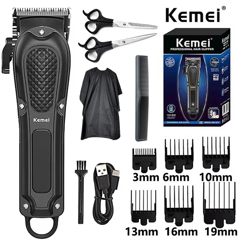 Kemei KM-1071 Cordless Hair Clipper — USB Rechargeable Powerful Beard Trimmer for Men