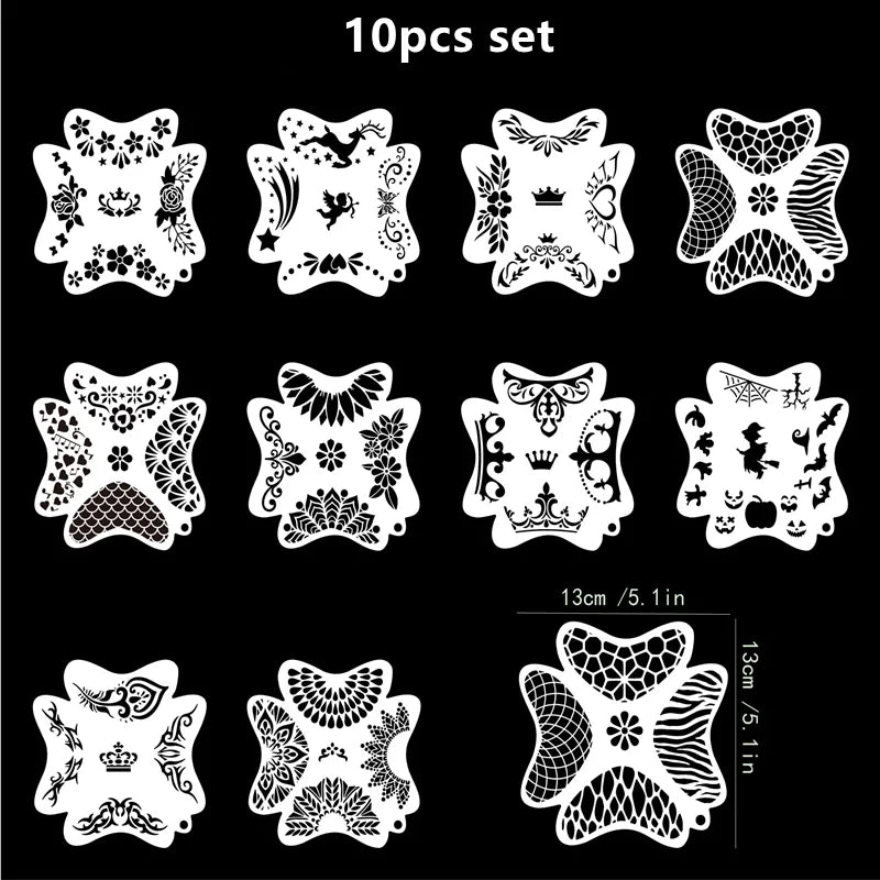Reusable Body Painting Stencils — 8-20 Pcs Face Art & Temporary Tattoo Templates