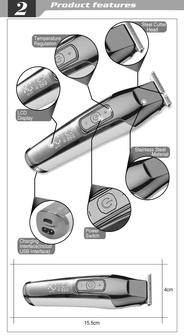 Kemei KM-5027 Original Cordless Electric Hair Clipper Rechargeable Hair Trimmer KM-2028 Shaver for Men USB Charging Razor Barber