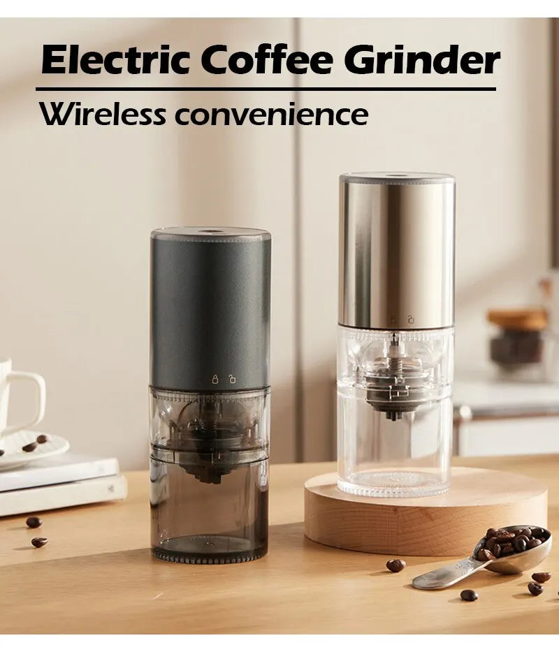 Electric Coffee Grinder with LED Display — Rechargeable Portable Automatic Pepper & Spice Mill