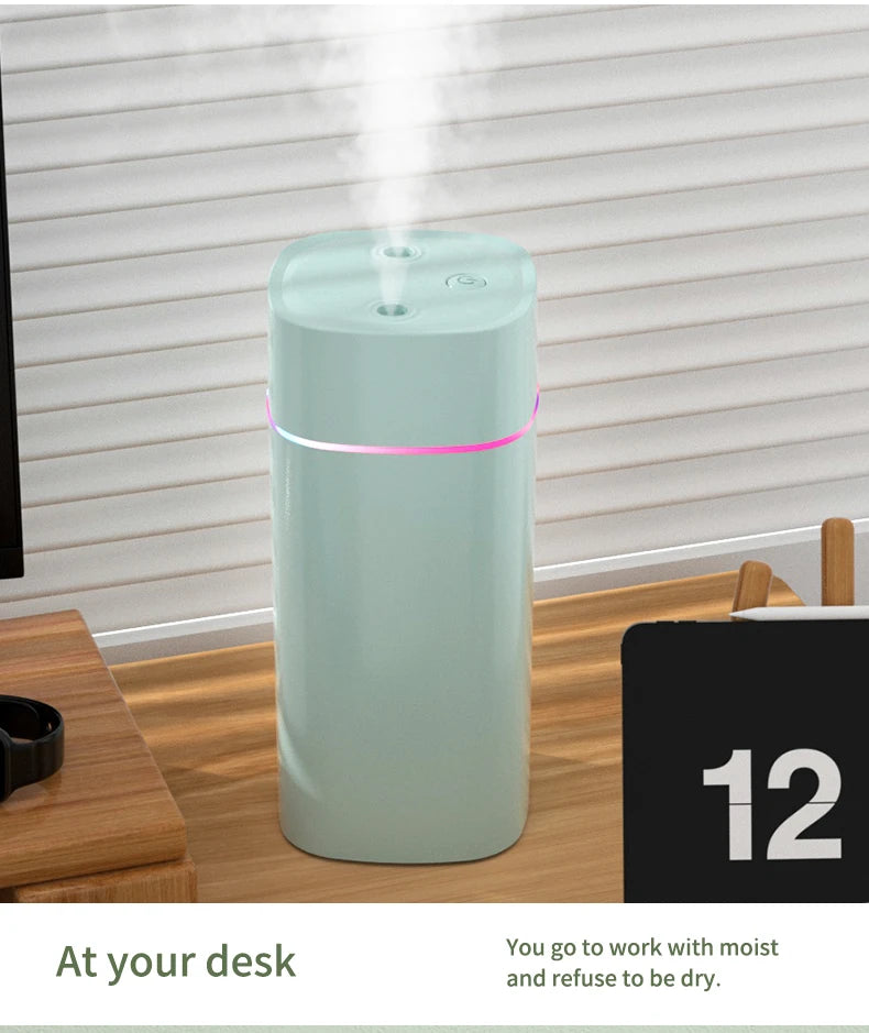 USB Air Humidifier 600ml — Double Spray, Essential Oil Aromatherapy for Home & Office