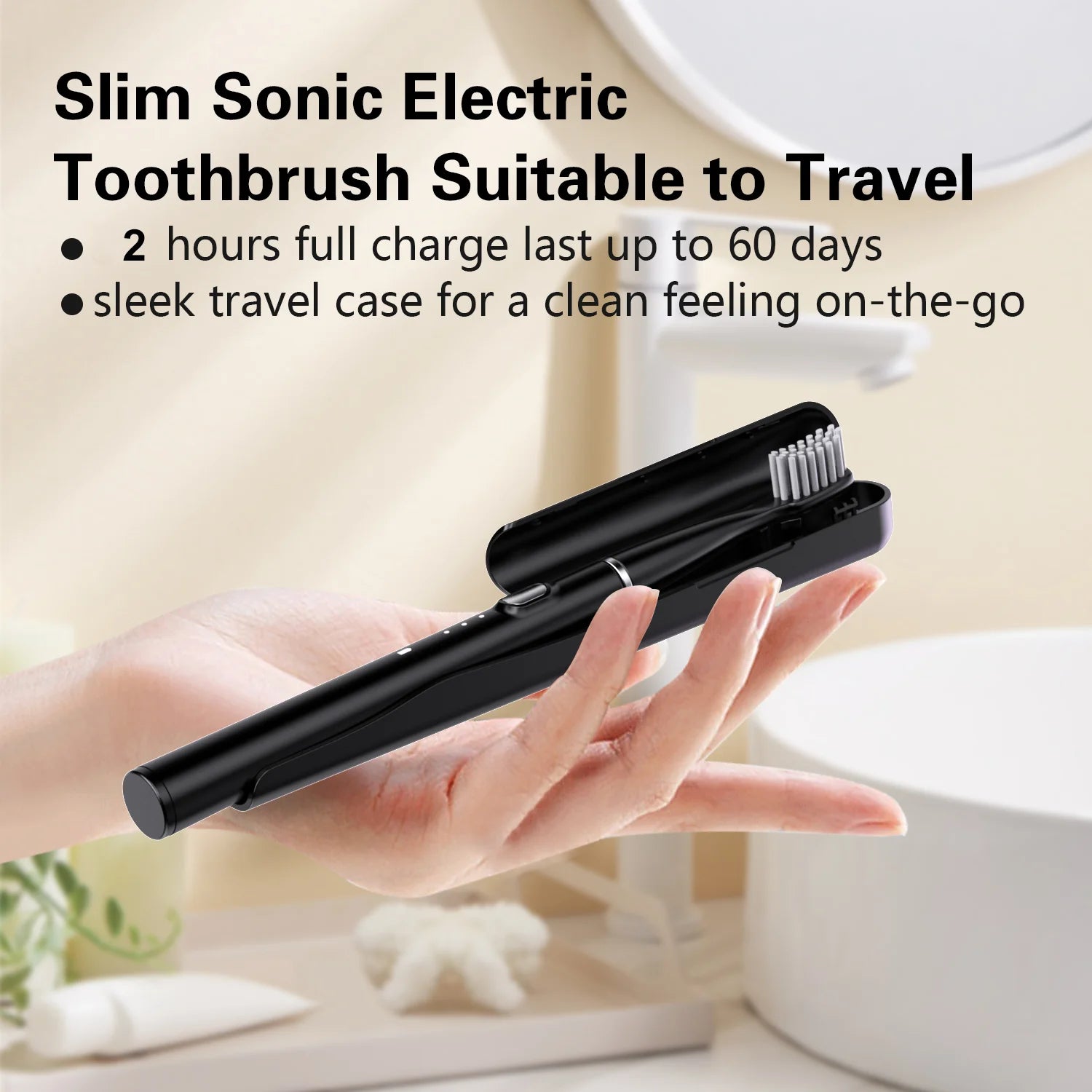 Powerful Ultrasonic Sonic Electric Toothbrush USB Rechargeable 3 Clean Modes IPX7 Waterproof Teeth Whitening with Travel Case