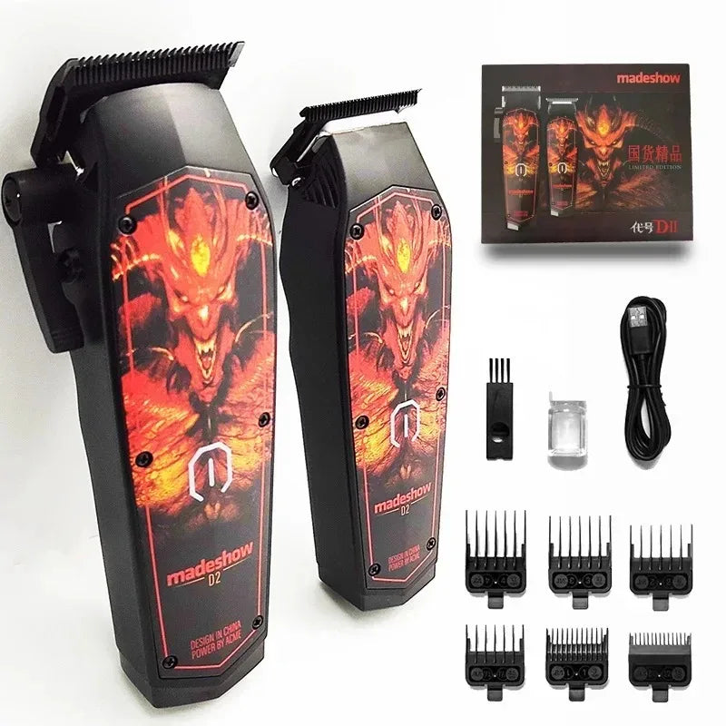 MadeShow M10/M11 Professional Hair Clipper & Trimmer Set — 0.1mm T-Blade High Speed