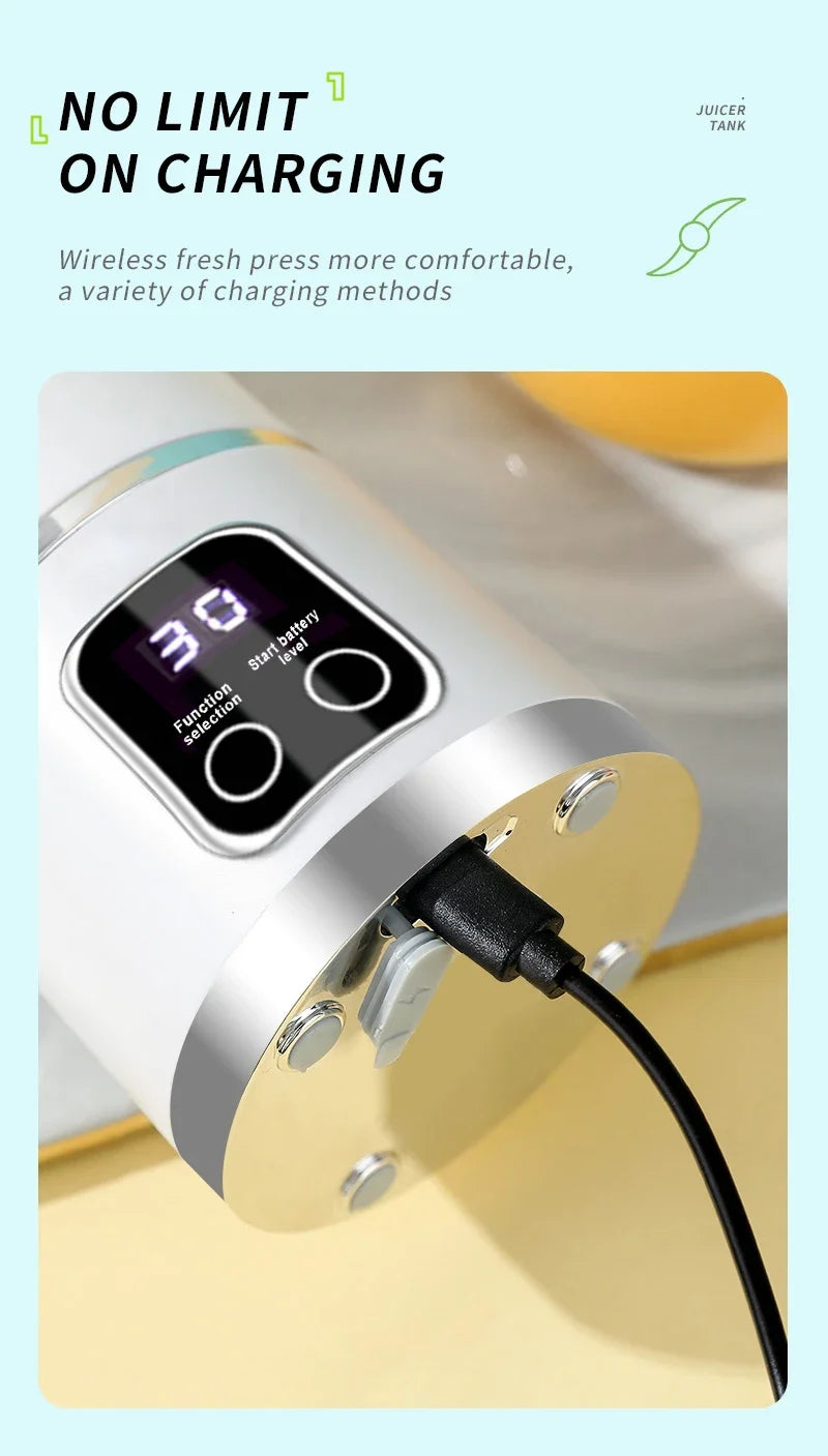 2025 Mini Electric Juicer 450ml — Powerful Motor, Digital Display, Crushed Ice
