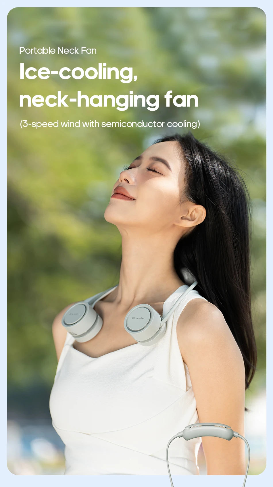 Portable Neck Fan with Cold Compress — 3-Speed 800mAh Sports Cooling Fan for Outdoor Travel