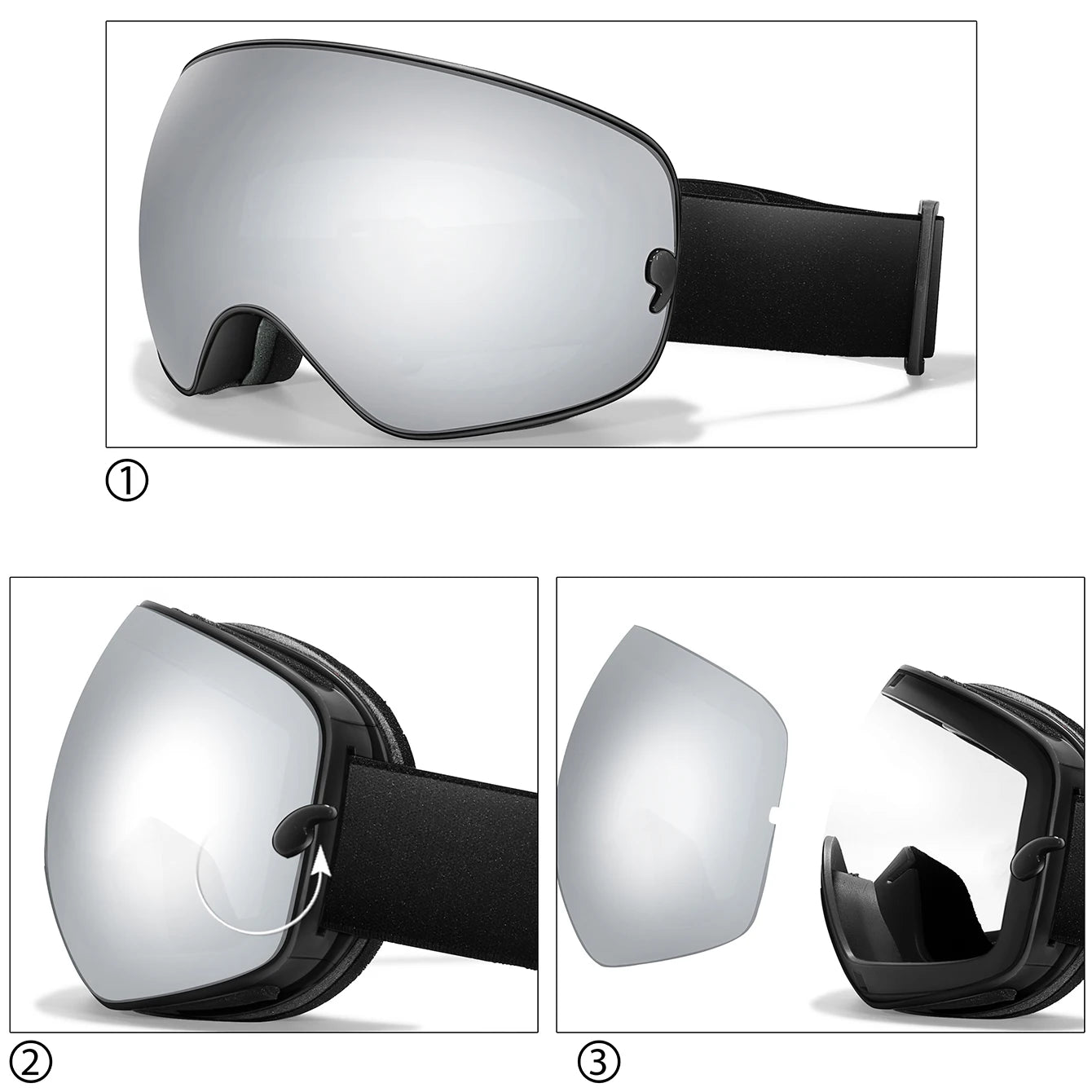 Winter Ski & Snowboard Goggles — UV400 Anti-Fog with Optical Frame & Bag
