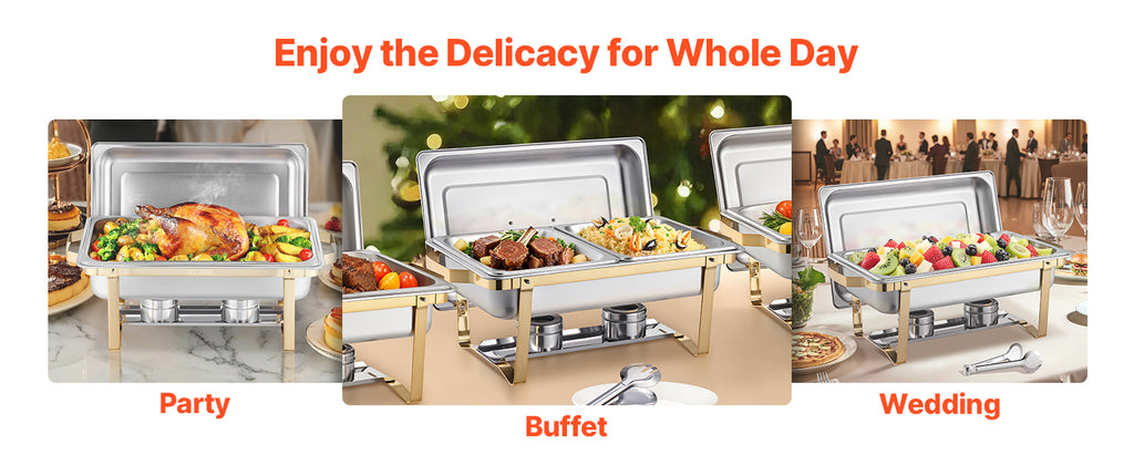 SucceBuy 8Qt Chafing Dish Buffet Set — 4-Pack Stainless Steel Catering Warmer Server