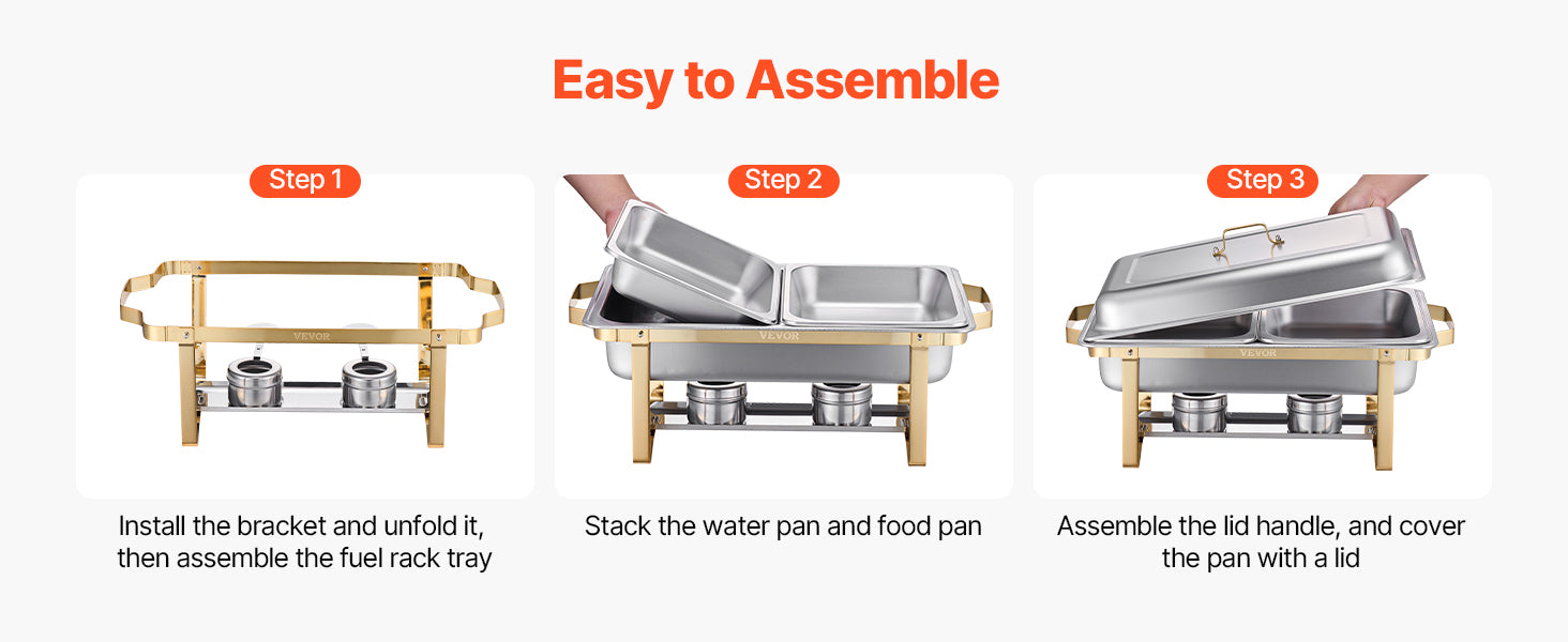 SucceBuy 8Qt Chafing Dish Buffet Set — 4-Pack Stainless Steel Catering Warmer Server