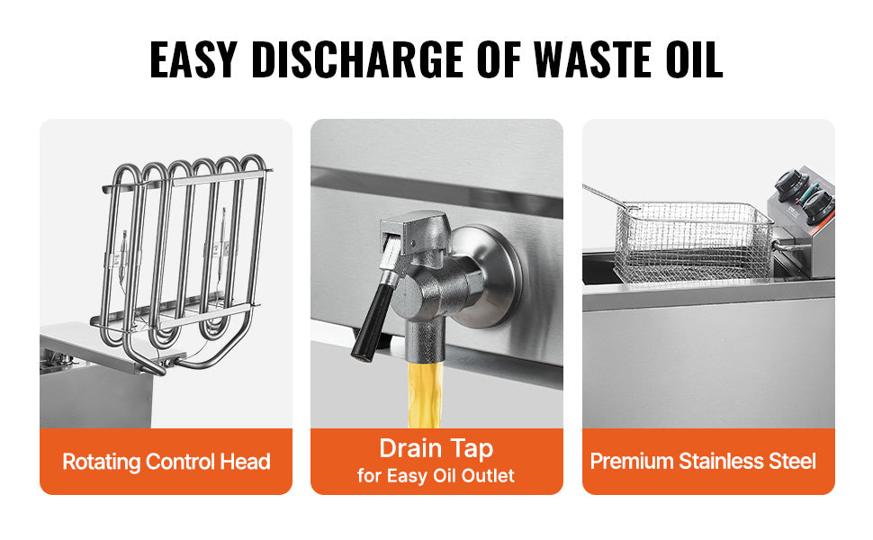 SucceBuy Commercial Deep Fryer — Electric Countertop Stainless Steel with Timer & Temp Control