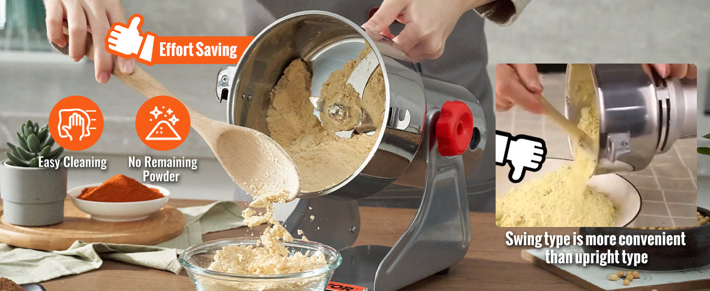SucceBuy Commercial Grain Mill Grinder — 150-2500g Electric Swing Spice Grinder